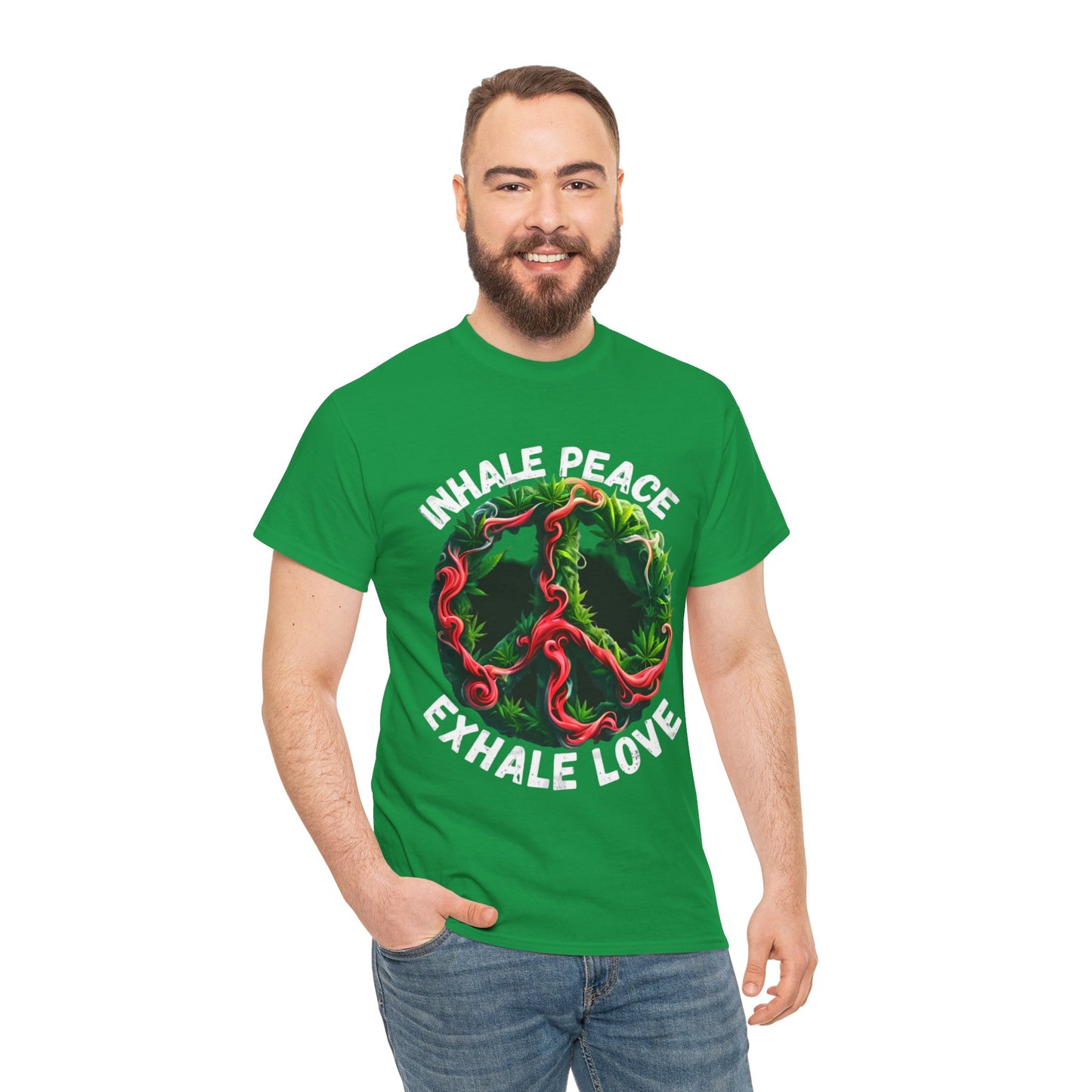 Inner Peace - Exhale Love  T Shirt 420 Love Leafy Green Rave Hippie Festivals Cotton Tee Designer Tee