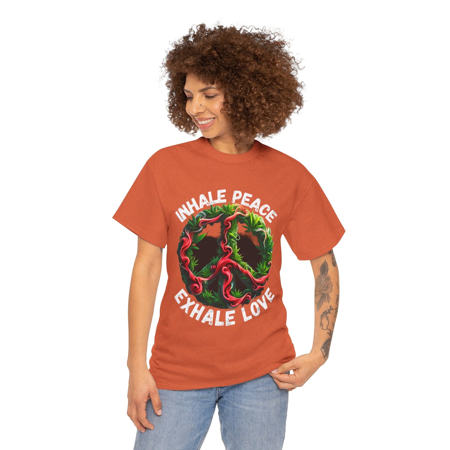 Inner Peace - Exhale Love  T Shirt 420 Love Leafy Green Rave Hippie Festivals Cotton Tee Designer Tee