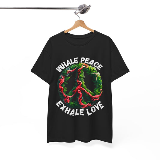 Inner Peace - Exhale Love  T Shirt 420 Love Leafy Green Rave Hippie Festivals Cotton Tee Designer Tee