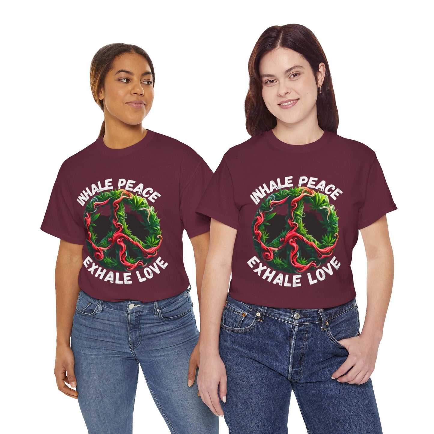 Inner Peace - Exhale Love  T Shirt 420 Love Leafy Green Rave Hippie Festivals Cotton Tee Designer Tee