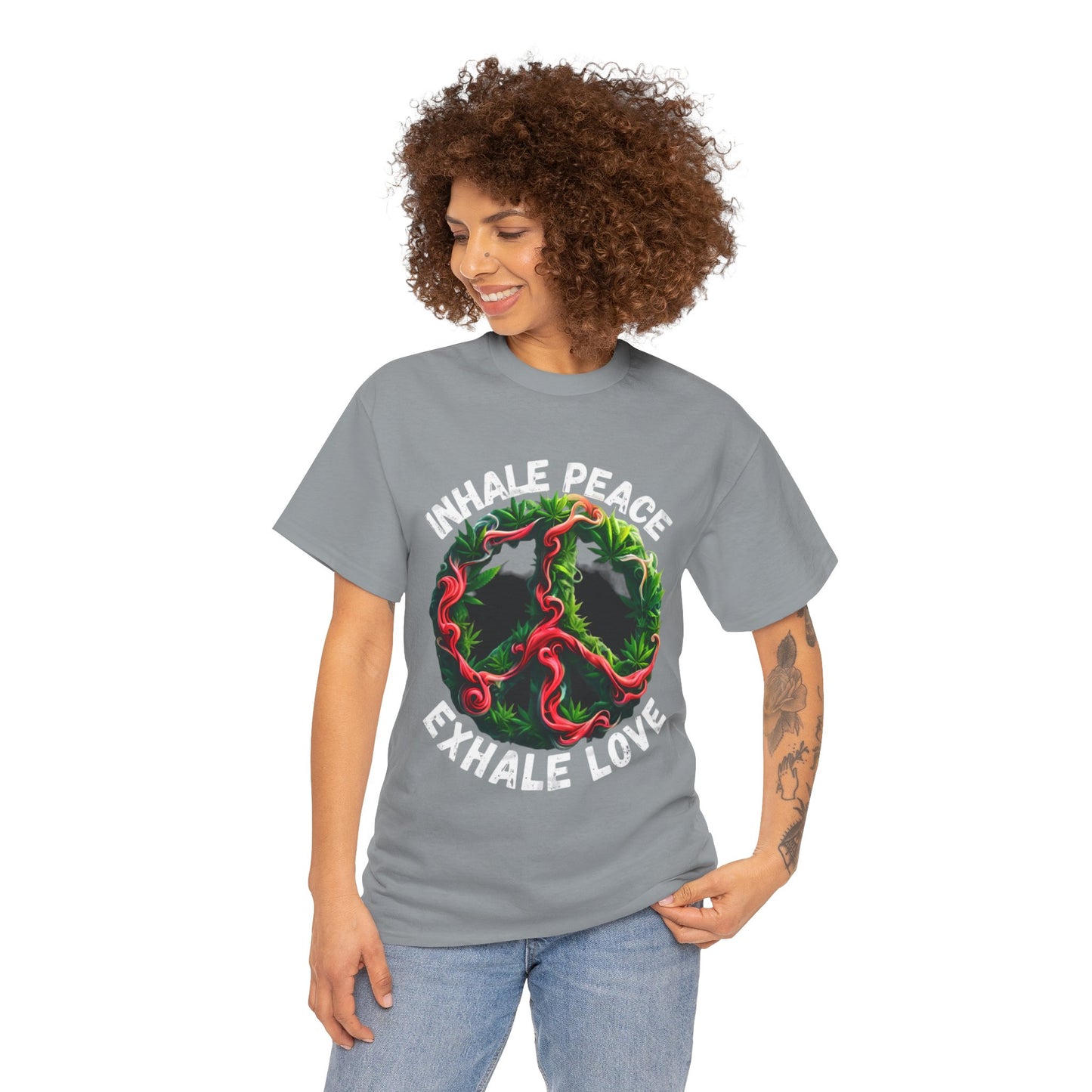 Inner Peace - Exhale Love  T Shirt 420 Love Leafy Green Rave Hippie Festivals Cotton Tee Designer Tee