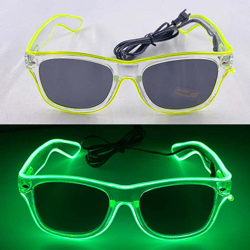 LED Light up Glasses Neon Luminous Glasses Adults Rave Cosplay Goggles for Bar Birthday Party DJ Stage Performance Props