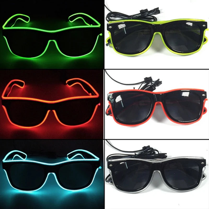 LED Light up Glasses Neon Luminous Glasses Adults Rave Cosplay Goggles for Bar Birthday Party DJ Stage Performance Props