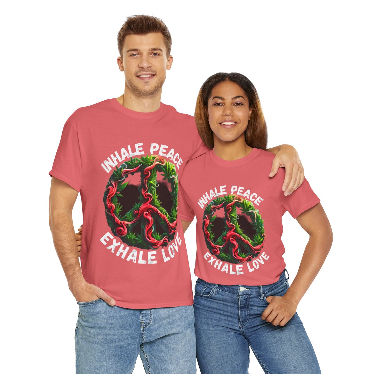 Inner Peace - Exhale Love  T Shirt 420 Love Leafy Green Rave Hippie Festivals Cotton Tee Designer Tee
