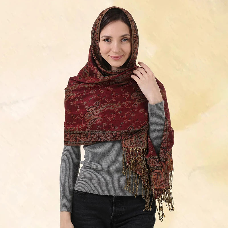 Luxury Brand Autumn Cashmere Pashmina Shawl Lady Wrap Warm Winter Scarves Design Print Female Foulard Cotton Stoles Scarf 2023