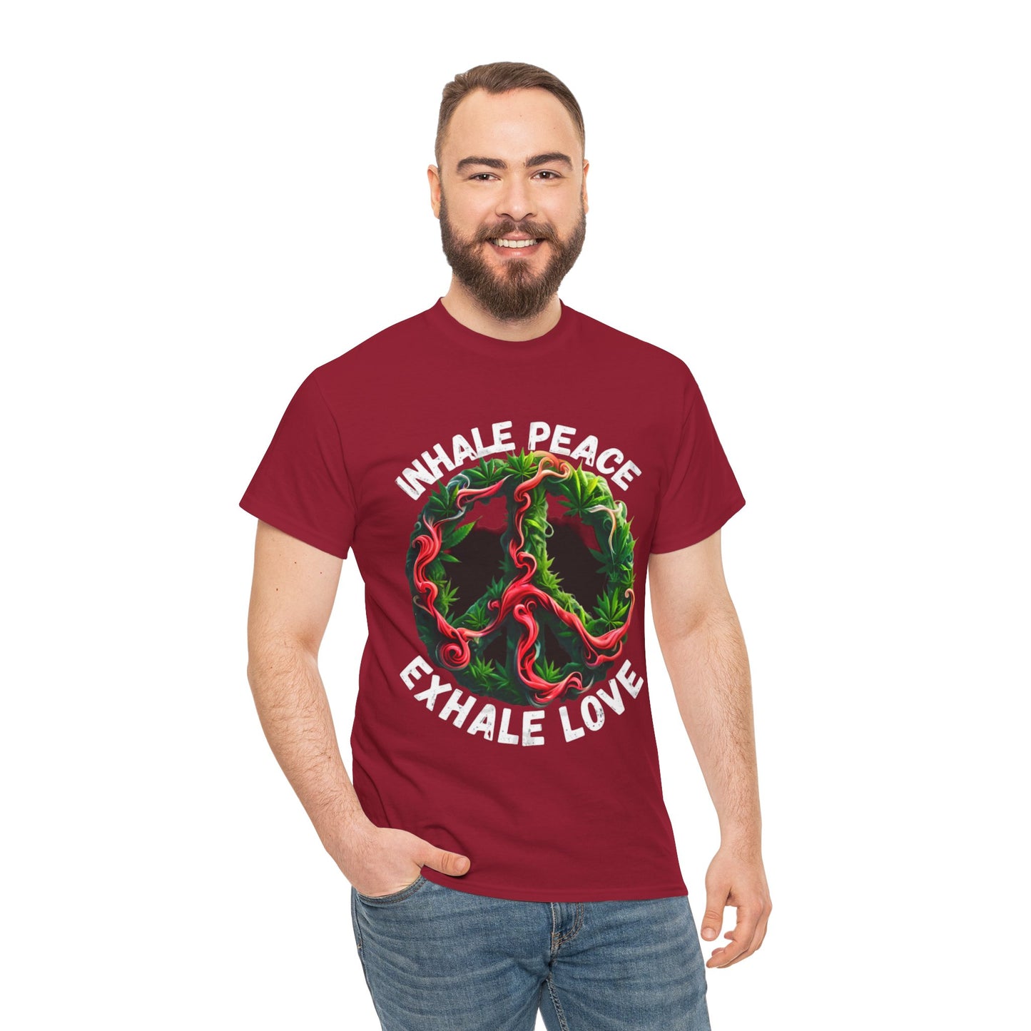 Inner Peace - Exhale Love  T Shirt 420 Love Leafy Green Rave Hippie Festivals Cotton Tee Designer Tee