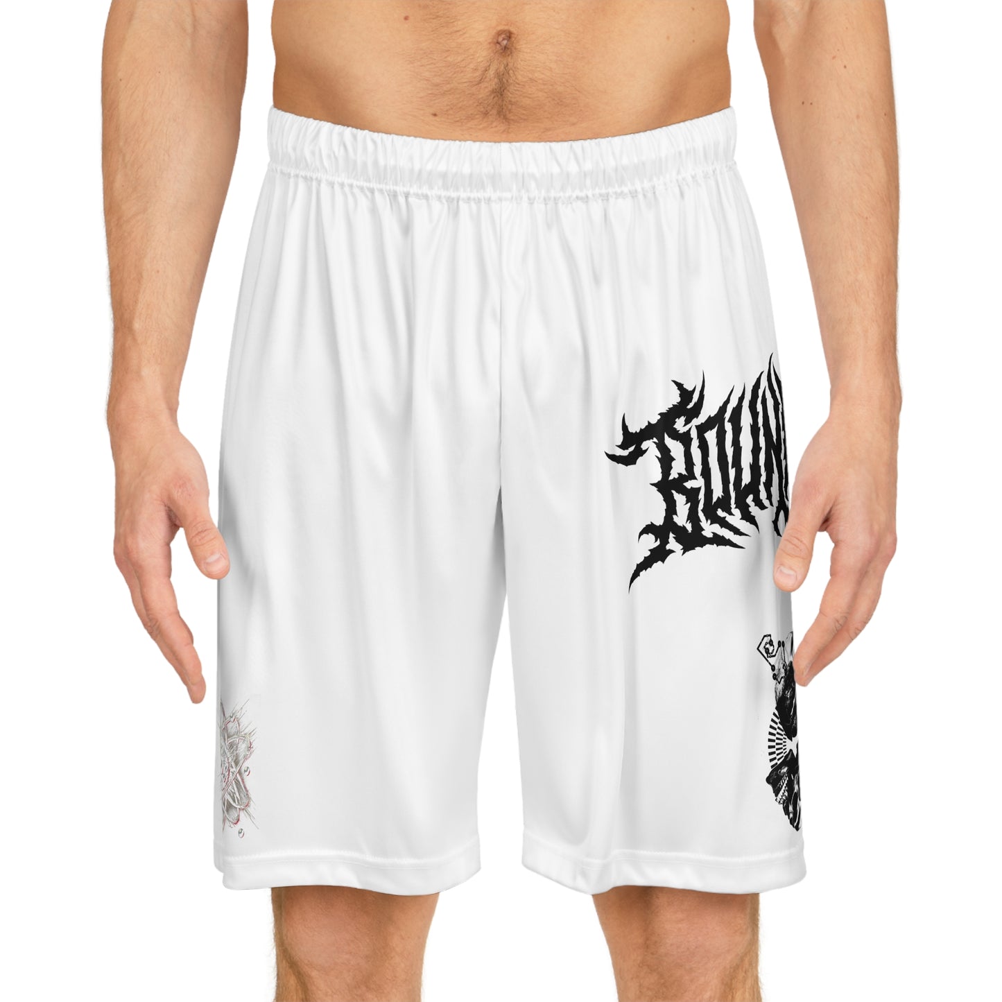 Bounce Beat Edgy Basketball Shorts, Death Metal Font Design Streetwear Athletic Shorts, Trendy Sportswear, Perfect for Players and Fans