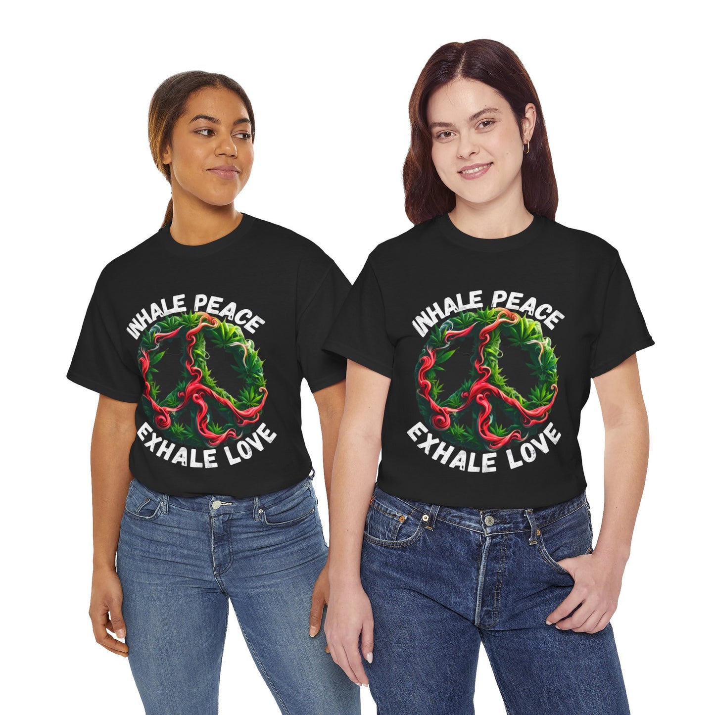 Inner Peace - Exhale Love  T Shirt 420 Love Leafy Green Rave Hippie Festivals Cotton Tee Designer Tee