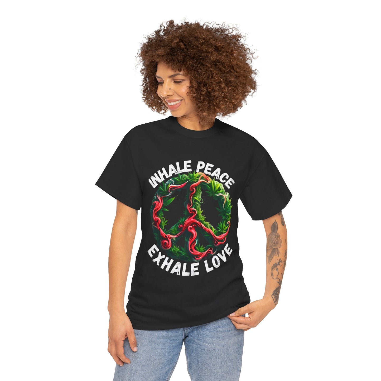 Inner Peace - Exhale Love  T Shirt 420 Love Leafy Green Rave Hippie Festivals Cotton Tee Designer Tee