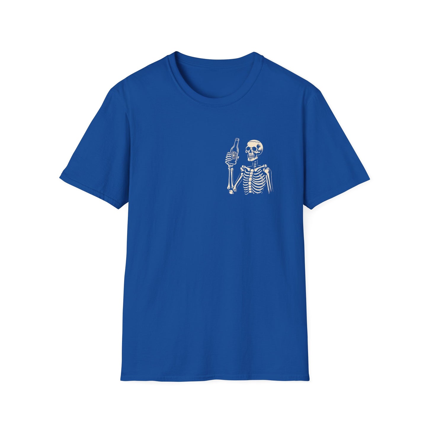 Skeleton Cheers - I'm Here for a Good Time, Not a Long Time Lifestyle Quote Unisex Softstyle T-Shirt