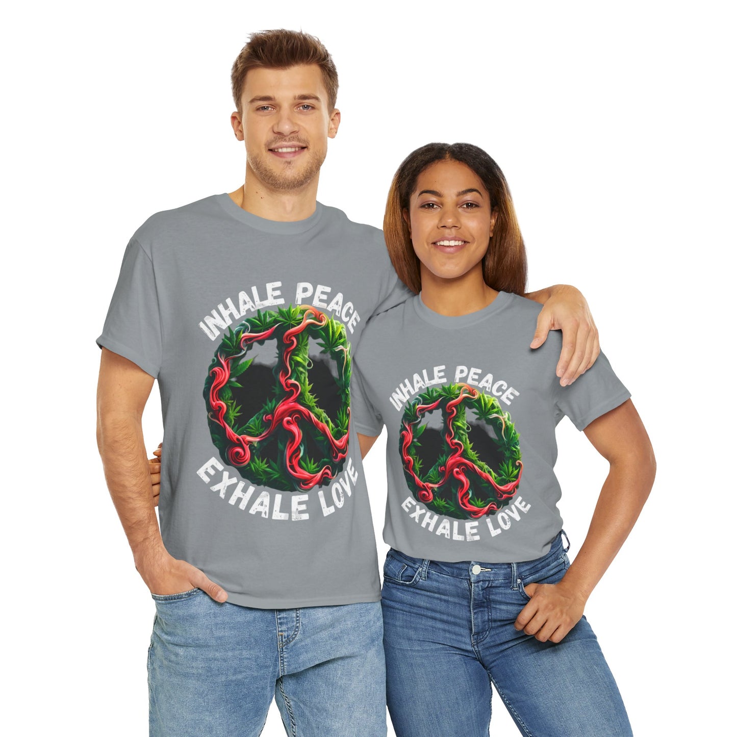 Inner Peace - Exhale Love  T Shirt 420 Love Leafy Green Rave Hippie Festivals Cotton Tee Designer Tee