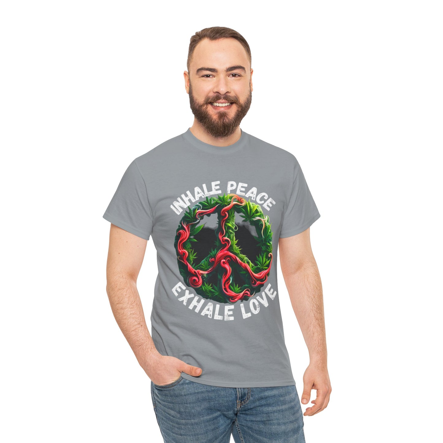 Inner Peace - Exhale Love  T Shirt 420 Love Leafy Green Rave Hippie Festivals Cotton Tee Designer Tee