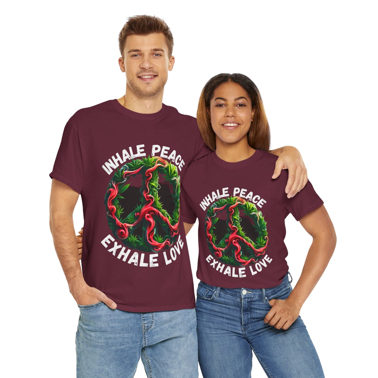 Inner Peace - Exhale Love  T Shirt 420 Love Leafy Green Rave Hippie Festivals Cotton Tee Designer Tee