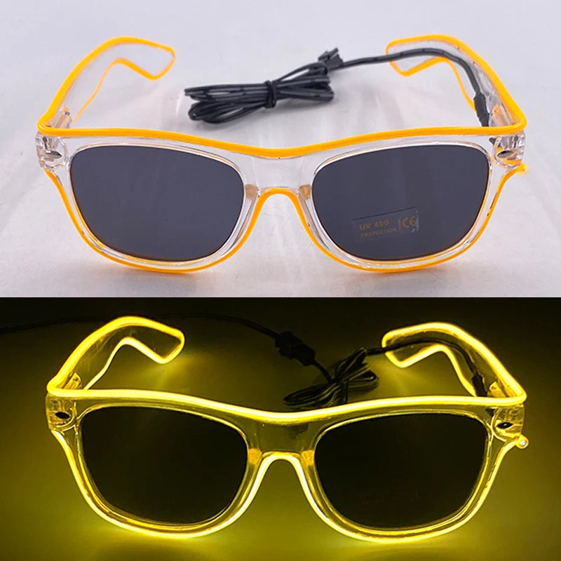 LED Light up Glasses Neon Luminous Glasses Adults Rave Cosplay Goggles for Bar Birthday Party DJ Stage Performance Props