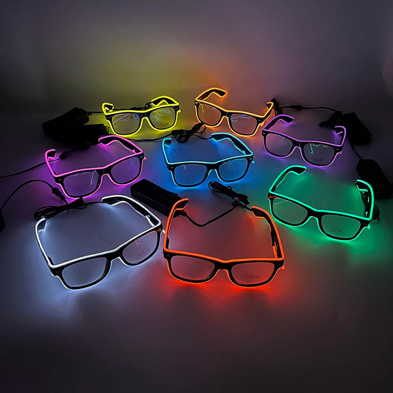 LED Light up Glasses Neon Luminous Glasses Adults Rave Cosplay Goggles for Bar Birthday Party DJ Stage Performance Props