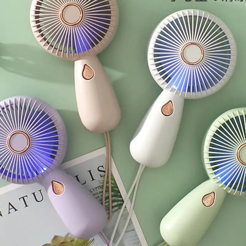 Mini Handheld Small Fan with Low Noise Compact and Portable USB Charging Small Handheld Fan with Dazzling Light for Travel