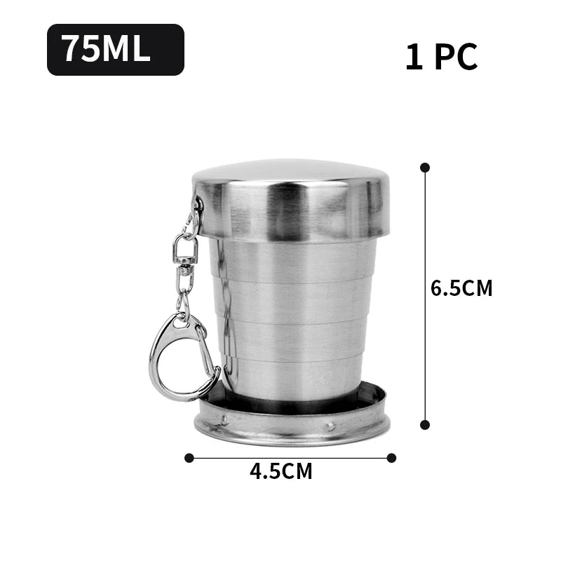 Food Grade Stainless Steel Telescopic Cup Travel Portable Outdoor Folding Cup Portable Extendable Water Cup Metal Wine Glass