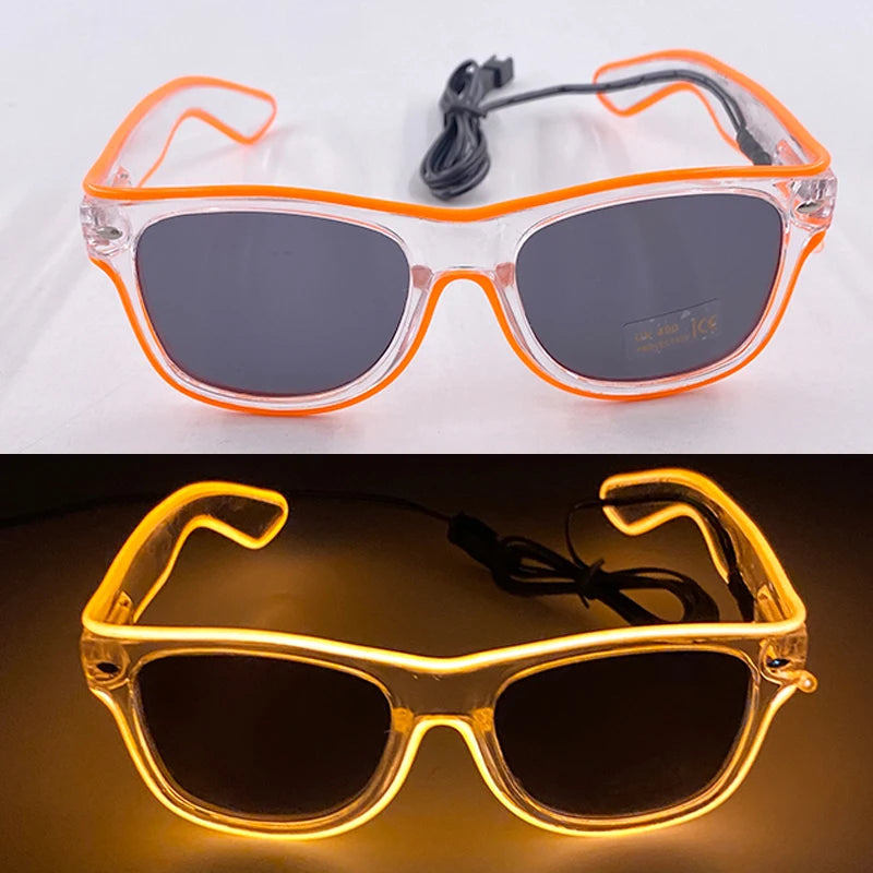 LED Light up Glasses Neon Luminous Glasses Adults Rave Cosplay Goggles for Bar Birthday Party DJ Stage Performance Props