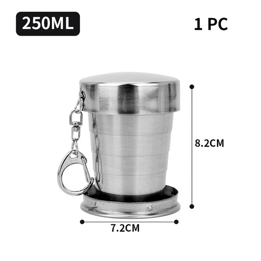 Food Grade Stainless Steel Telescopic Cup Travel Portable Outdoor Folding Cup Portable Extendable Water Cup Metal Wine Glass